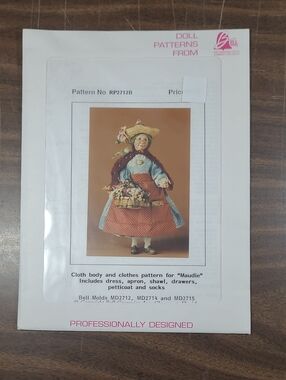 Vintage Doll Pattern "Maudie" with Blue Shawl and Red Skirt #RP2718B